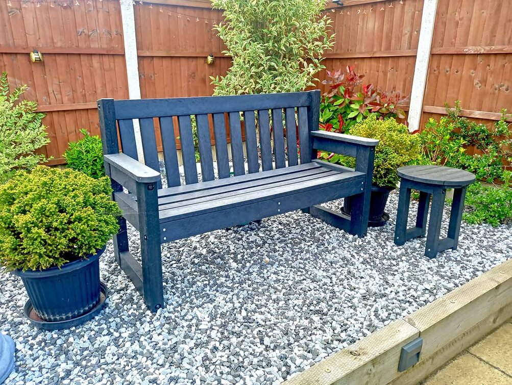 Ready assembled metal garden benches